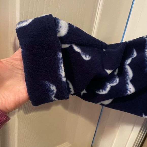 I.C. Winters Vintage Moon Stars Clouds Dark Blue Plush Half Zip Womens Robe M - Picture 7 of 16